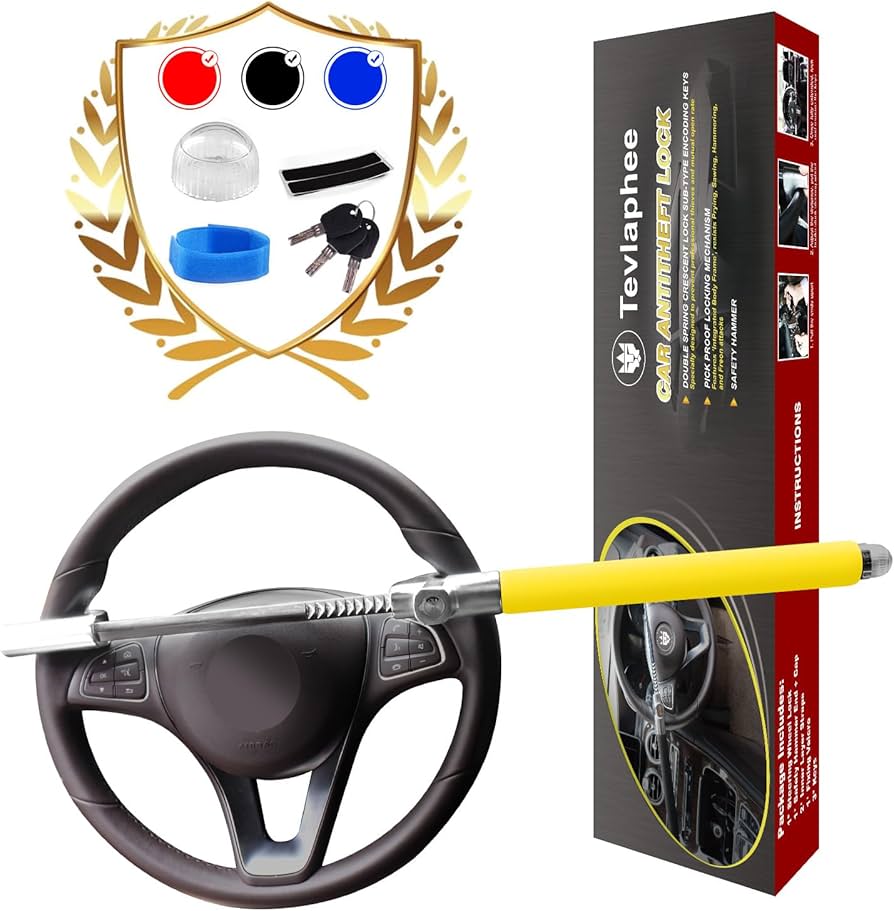 Tevlaphee Steering Wheel Lock Anti Theft Car Device - Universal
