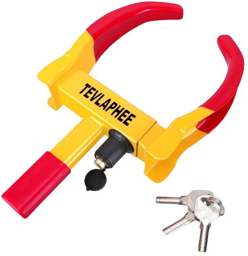 Tevlaphee Universal Wheel Lock Heavy Duty Security Trailer Wheel Lock Tires Anti Theft for Car SUV Boat Motorcycle Golf Cart Great Deterrent Bright Color with 3 Keys 